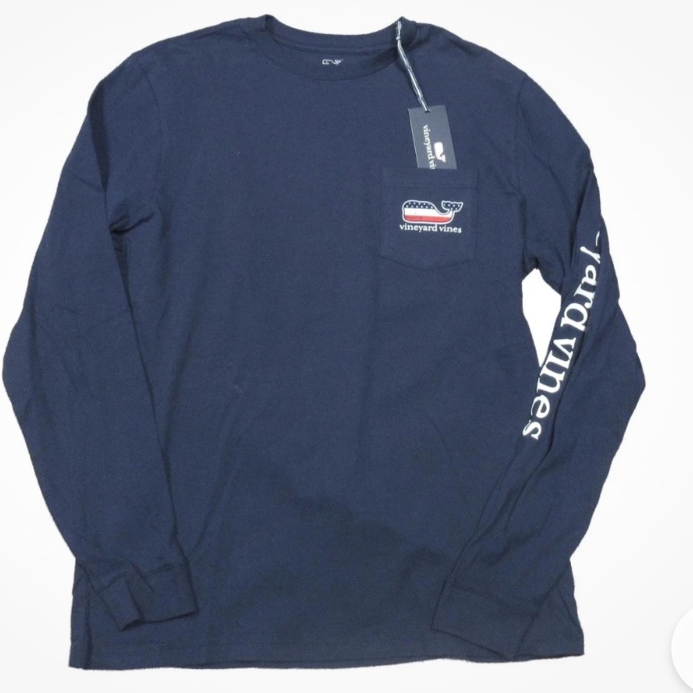 NWT Vineyard Vines Men's Deep Blue Long Sleeve Tee - Picture 6 of 6